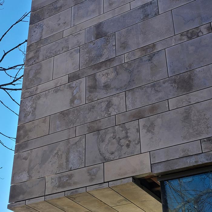 natural stone clad wall