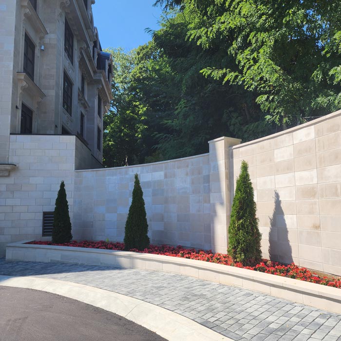 natural stone wall and building